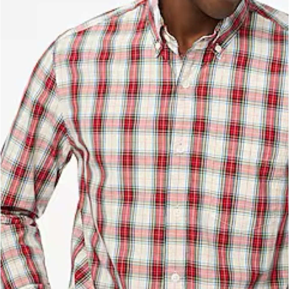 J. Crew Red and White Casual Button Down Shirt - Picture 2 of 5
